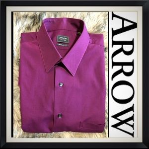 ARROW Men’s Solid Red Wine Color Dress Shirt